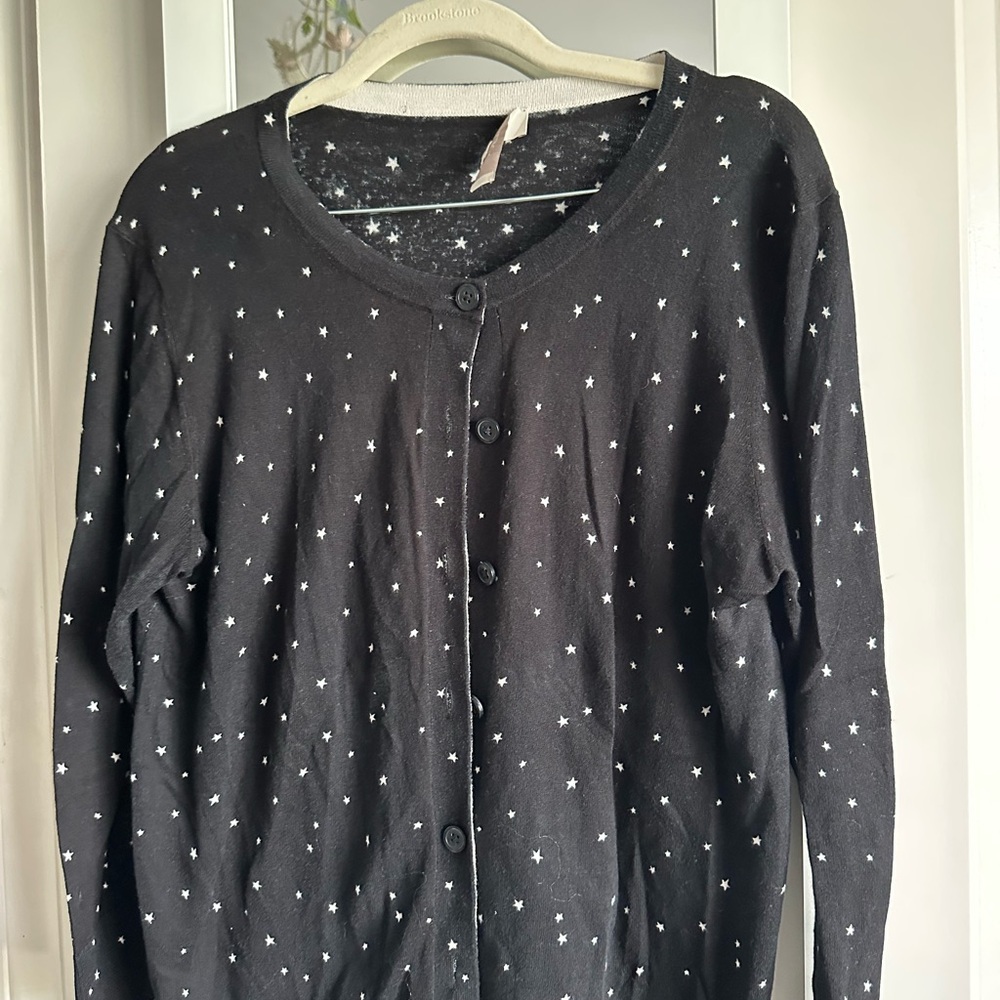 Black Cardigan with White Star Pattern